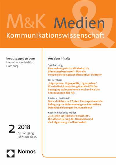 Cover of Volume: M&K Medien & Kommunikationswissenschaft Volume 66 (2018), Edition 2