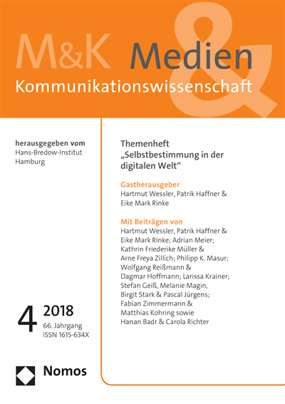 Cover of Volume: M&K Medien & Kommunikationswissenschaft Volume 66 (2018), Edition 4