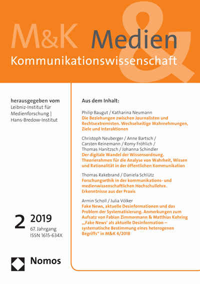 Cover of Volume: M&K Medien & Kommunikationswissenschaft Volume 67 (2019), Edition 2