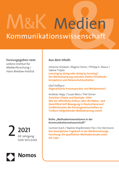 Cover of Volume: M&K Medien & Kommunikationswissenschaft Volume 69 (2021), Edition 2