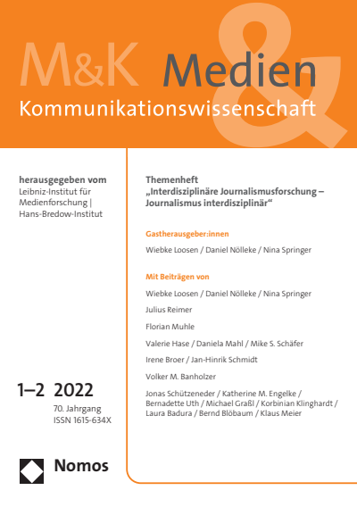 Cover of Volume: M&K Medien & Kommunikationswissenschaft Volume 70 (2022), Edition 1-2