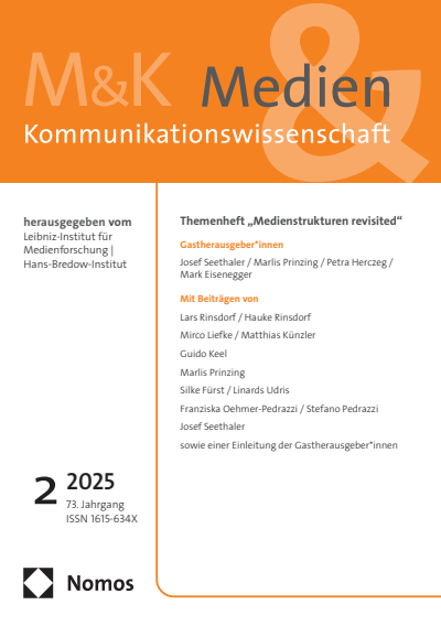 Cover der Ausgabe: M&K Medien & Kommunikationswissenschaft Jahrgang 73 (2025), Heft 2