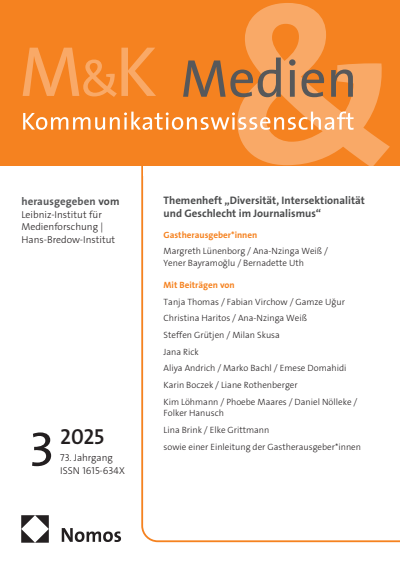 Cover der Ausgabe: M&K Medien & Kommunikationswissenschaft Jahrgang 73 (2025), Heft 3