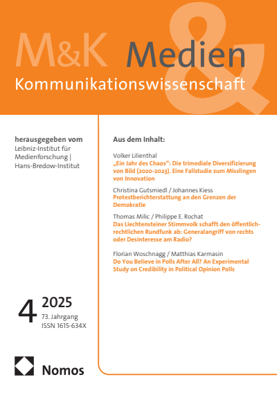 Cover der Ausgabe: M&K Medien & Kommunikationswissenschaft Jahrgang 73 (2025), Heft 4