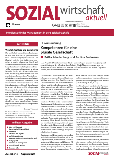 Cover der Ausgabe: Sozialwirtschaft aktuell (SWa) Jahrgang 30 (2020), Heft 14