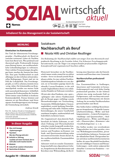 Cover der Ausgabe: Sozialwirtschaft aktuell (SWa) Jahrgang 30 (2020), Heft 19