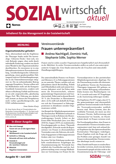 Cover der Ausgabe: Sozialwirtschaft aktuell (SWa) Jahrgang 31 (2021), Heft 10