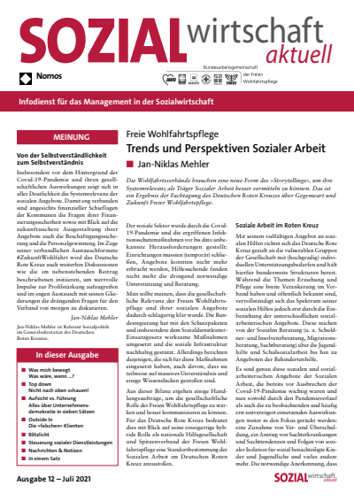 Cover der Ausgabe: Sozialwirtschaft aktuell (SWa) Jahrgang 31 (2021), Heft 12