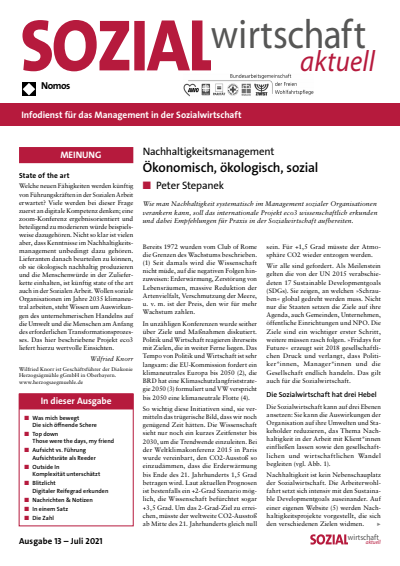 Cover der Ausgabe: Sozialwirtschaft aktuell (SWa) Jahrgang 31 (2021), Heft 13