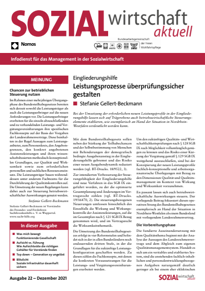 Cover der Ausgabe: Sozialwirtschaft aktuell (SWa) Jahrgang 31 (2021), Heft 22