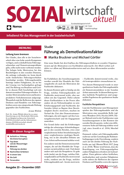 Cover der Ausgabe: Sozialwirtschaft aktuell (SWa) Jahrgang 31 (2021), Heft 23