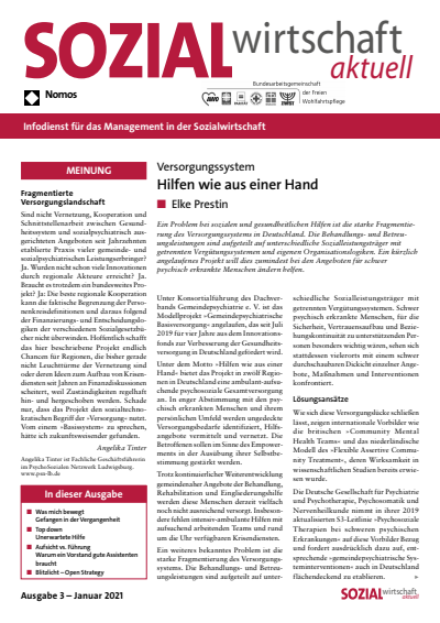 Cover der Ausgabe: Sozialwirtschaft aktuell (SWa) Jahrgang 31 (2021), Heft 3
