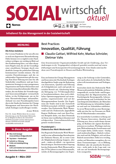 Cover der Ausgabe: Sozialwirtschaft aktuell (SWa) Jahrgang 31 (2021), Heft 4