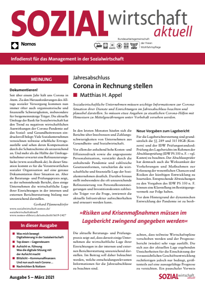 Cover der Ausgabe: Sozialwirtschaft aktuell (SWa) Jahrgang 31 (2021), Heft 5