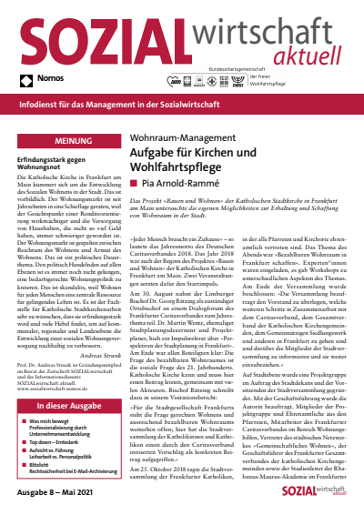 Cover der Ausgabe: Sozialwirtschaft aktuell (SWa) Jahrgang 31 (2021), Heft 8