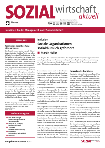 Cover der Ausgabe: Sozialwirtschaft aktuell (SWa) Jahrgang 32 (2022), Heft 1
