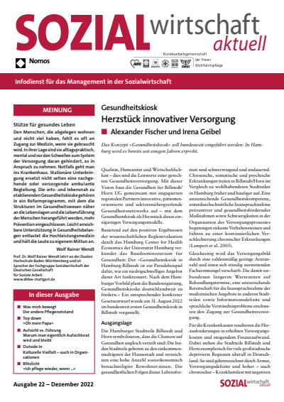 Cover der Ausgabe: Sozialwirtschaft aktuell (SWa) Jahrgang 32 (2022), Heft 22