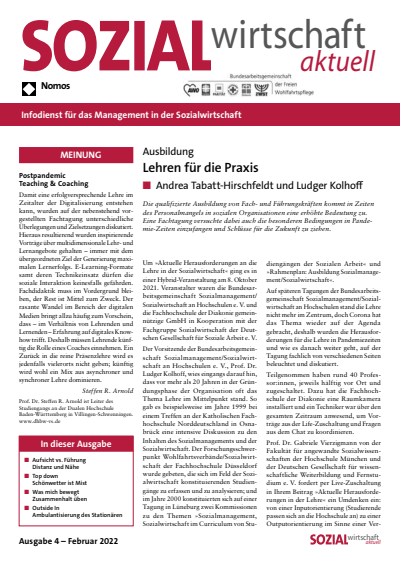 Cover der Ausgabe: Sozialwirtschaft aktuell (SWa) Jahrgang 32 (2022), Heft 4