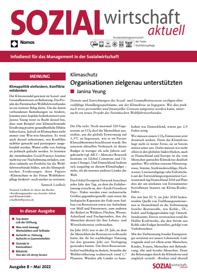 Cover der Ausgabe: Sozialwirtschaft aktuell (SWa) Jahrgang 32 (2022), Heft 8