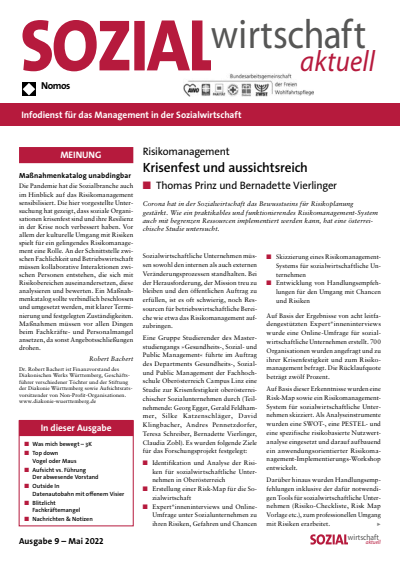 Cover der Ausgabe: Sozialwirtschaft aktuell (SWa) Jahrgang 32 (2022), Heft 9