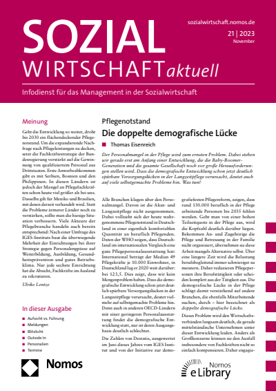 Cover der Ausgabe: Sozialwirtschaft aktuell (SWa) Jahrgang 33 (2023), Heft 21