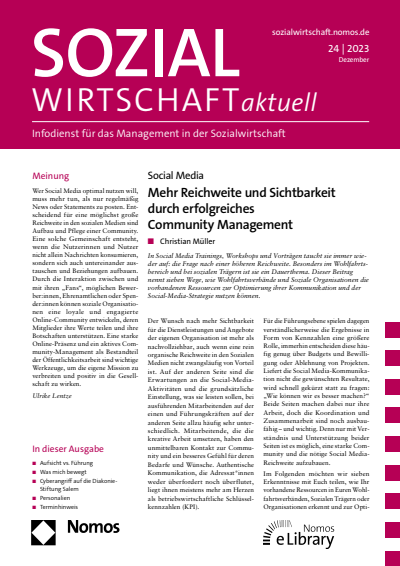 Cover der Ausgabe: Sozialwirtschaft aktuell (SWa) Jahrgang 33 (2023), Heft 24