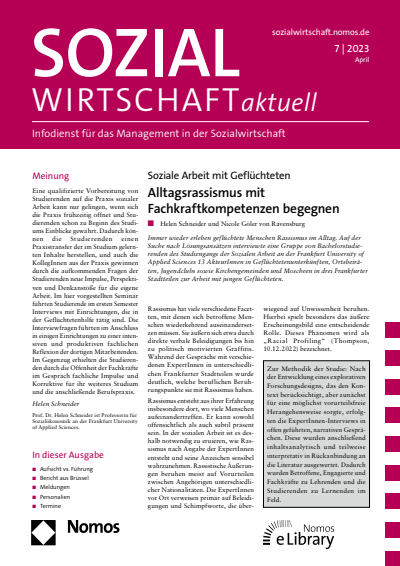 Cover der Ausgabe: Sozialwirtschaft aktuell (SWa) Jahrgang 33 (2023), Heft 7