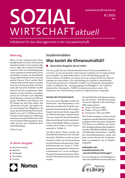 Cover der Ausgabe: Sozialwirtschaft aktuell (SWa) Jahrgang 33 (2023), Heft 8