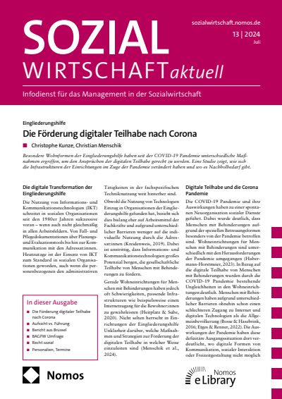 Cover of Volume: Sozialwirtschaft aktuell (SWa) Volume 34 (2024), Edition 13