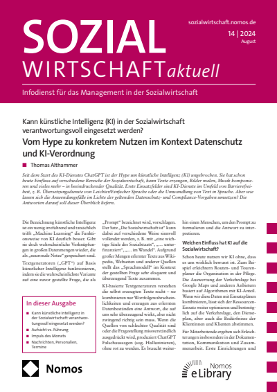 Cover of Volume: Sozialwirtschaft aktuell (SWa) Volume 34 (2024), Edition 14