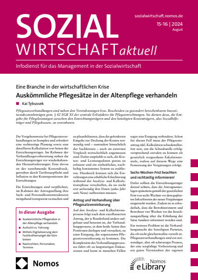 Cover of Volume: Sozialwirtschaft aktuell (SWa) Volume 34 (2024), Edition 15-16