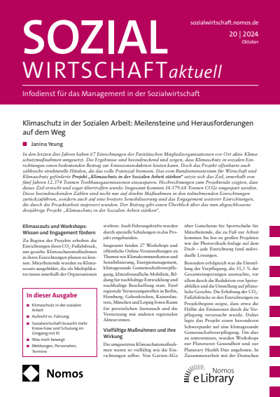 Cover der Ausgabe: Sozialwirtschaft aktuell (SWa) Jahrgang 34 (2024), Heft 20