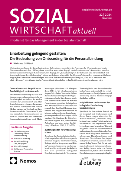 Cover der Ausgabe: Sozialwirtschaft aktuell (SWa) Jahrgang 34 (2024), Heft 22