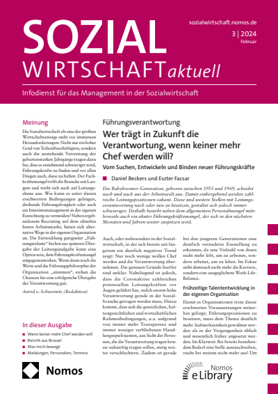 Cover der Ausgabe: Sozialwirtschaft aktuell (SWa) Jahrgang 34 (2024), Heft 3