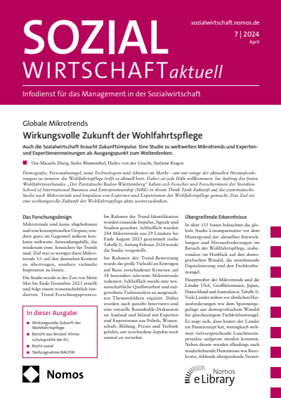 Cover der Ausgabe: Sozialwirtschaft aktuell (SWa) Jahrgang 34 (2024), Heft 7