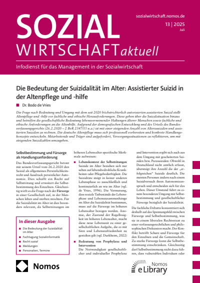 Cover of Volume: Sozialwirtschaft aktuell (SWa) Volume 35 (2025), Edition 13