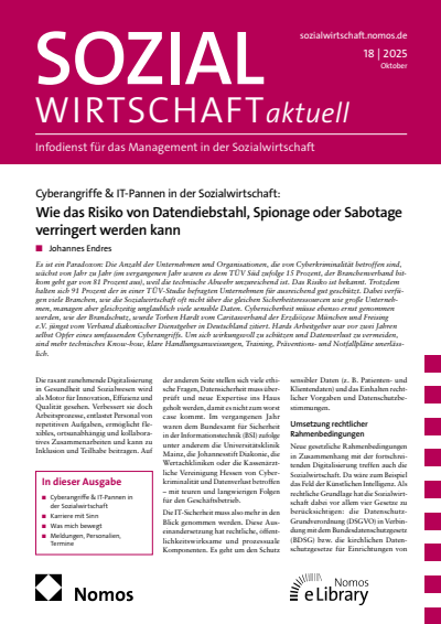 Cover der Ausgabe: Sozialwirtschaft aktuell (SWa) Jahrgang 35 (2025), Heft 18