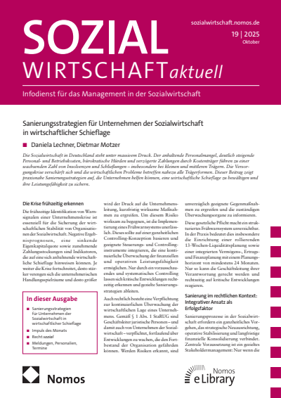 Cover der Ausgabe: Sozialwirtschaft aktuell (SWa) Jahrgang 35 (2025), Heft 19