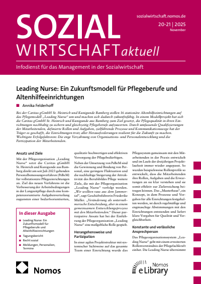 Cover der Ausgabe: Sozialwirtschaft aktuell (SWa) Jahrgang 35 (2025), Heft 20-21