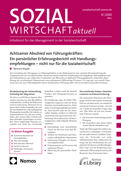 Cover der Ausgabe: Sozialwirtschaft aktuell (SWa) Jahrgang 35 (2025), Heft 4