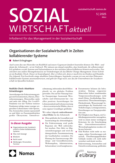Cover der Ausgabe: Sozialwirtschaft aktuell (SWa) Jahrgang 35 (2025), Heft 5