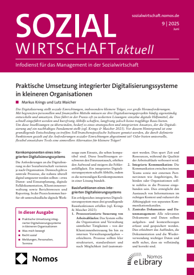 Cover of Volume: Sozialwirtschaft aktuell (SWa) Volume 35 (2025), Edition 9