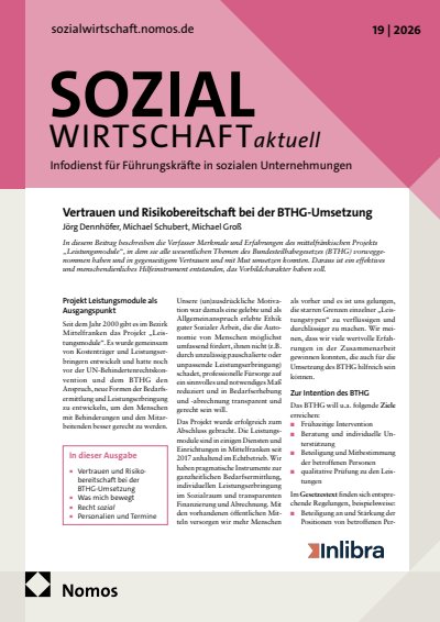 Cover der Ausgabe: Sozialwirtschaft aktuell (SWa) Jahrgang 36 (2026), Heft 19