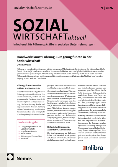Cover of Volume: Sozialwirtschaft aktuell (SWa) Volume 36 (2026), Issue 9
