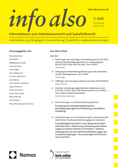 Cover der Ausgabe: info also Jahrgang 43 (2025), Heft 1