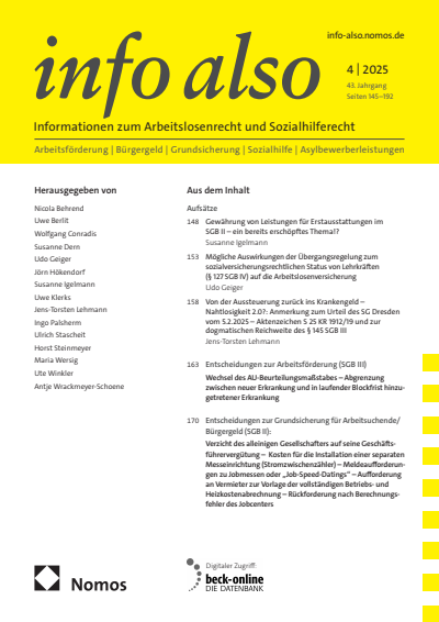 Cover der Ausgabe: info also Jahrgang 43 (2025), Heft 4