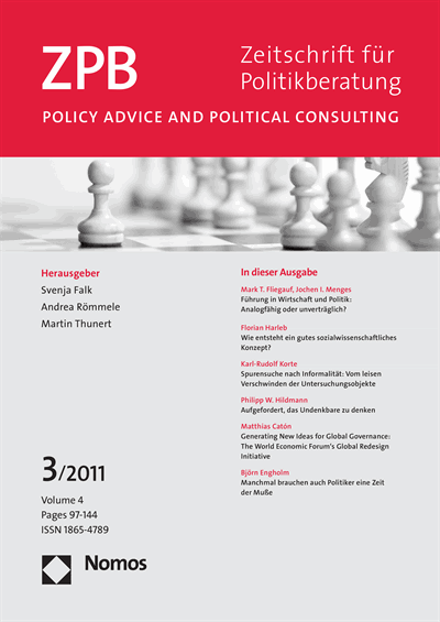 Cover of Volume: ZPB Zeitschrift für Politikberatung Volume 4 (2011), Edition 3