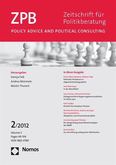 Cover of Volume: ZPB Zeitschrift für Politikberatung Volume 5 (2012), Edition 2