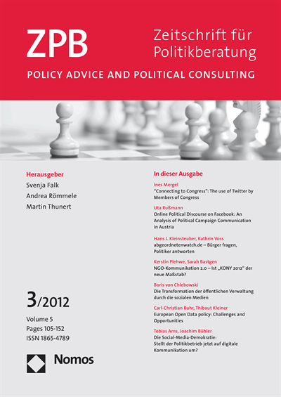 Cover of Volume: ZPB Zeitschrift für Politikberatung Volume 5 (2012), Edition 3