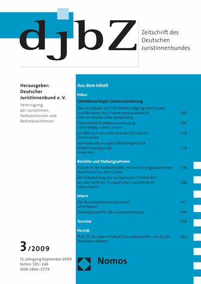 Cover of Volume: djbZ Zeitschrift des Deutschen Juristinnenbundes Volume 12 (2009), Edition 3